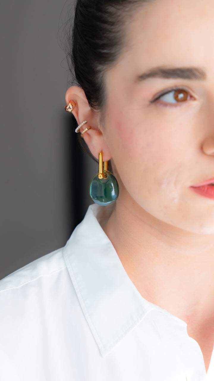 Barcelona Earrings-green oval drop