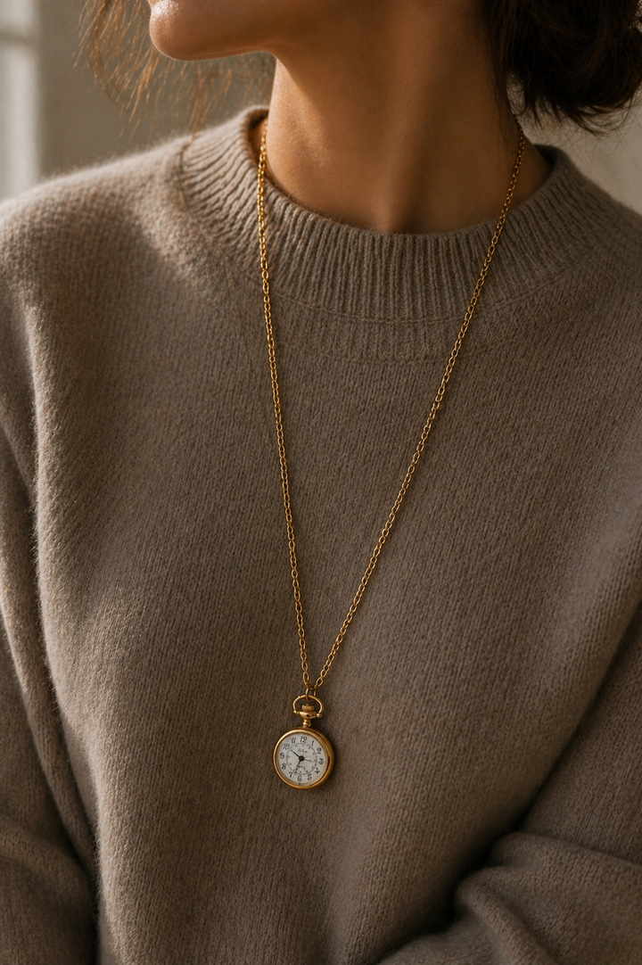 Vintage Eclipse Quartz Necklace Watch