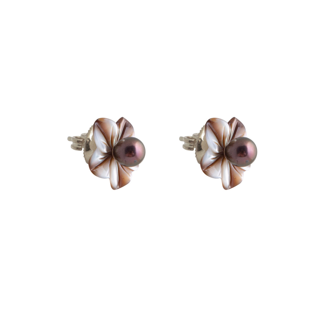Mocha Pearl Blossom Earrings