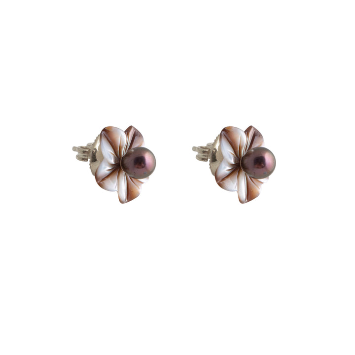 Mocha Pearl Blossom Earrings
