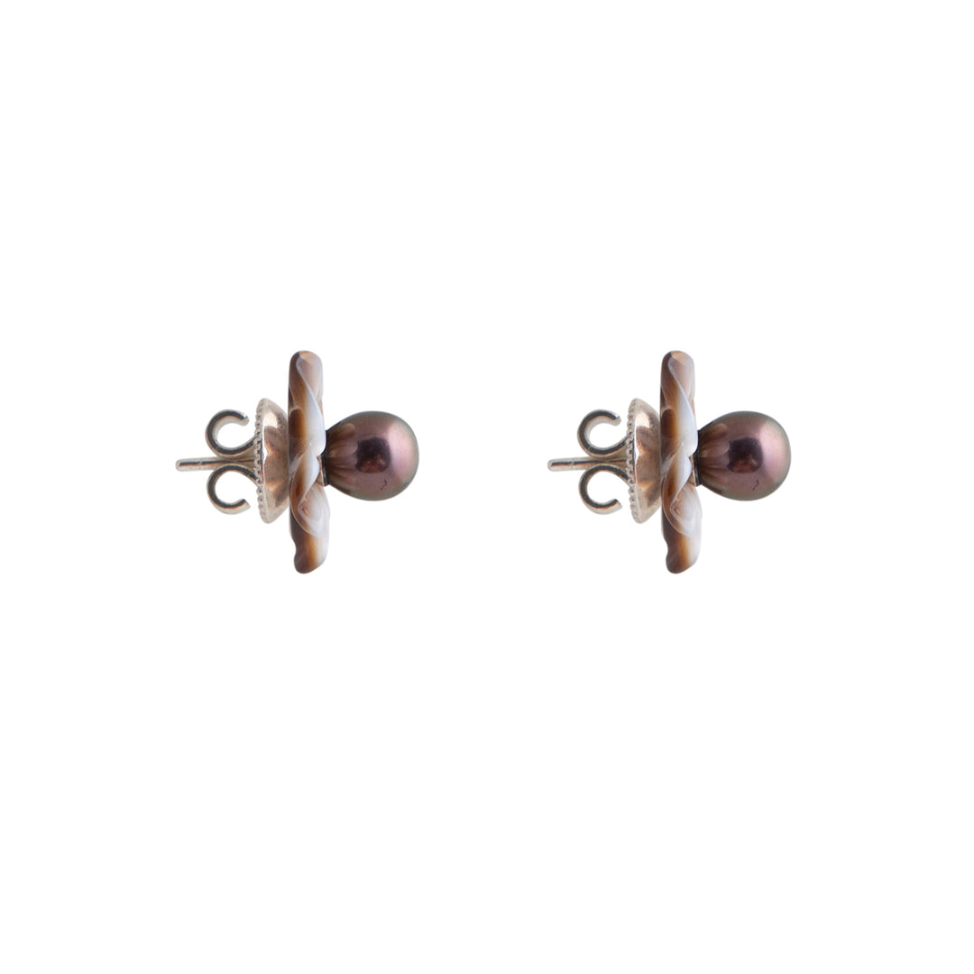 Mocha Pearl Blossom Earrings