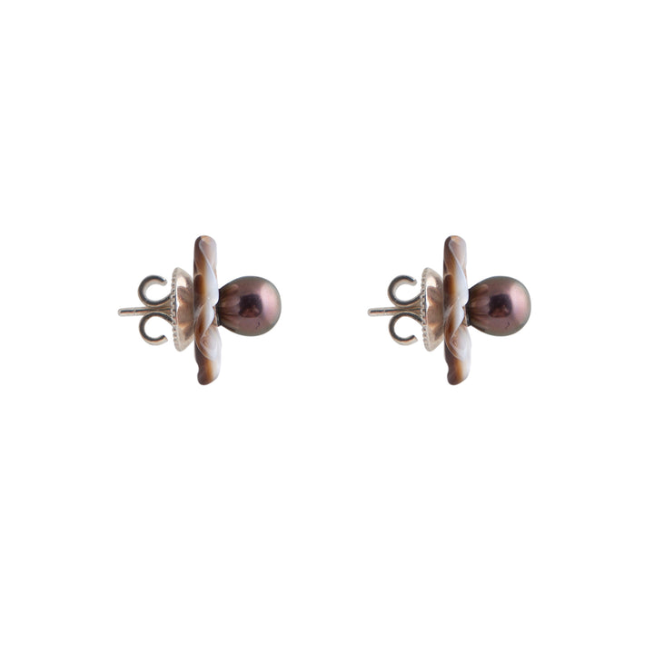 Mocha Pearl Blossom Earrings