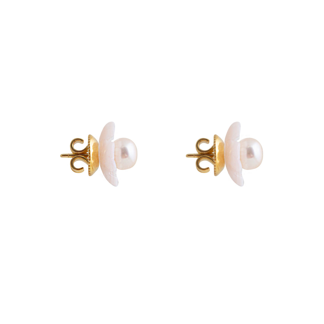 Petal Pearl Bloom Stud Earrings