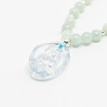 Load image into Gallery viewer, Aquamarine gemstones with Swarovski Crystal Buddha Pendant
