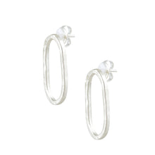 Load image into Gallery viewer, Ovate Hoop Earrings-Silver
