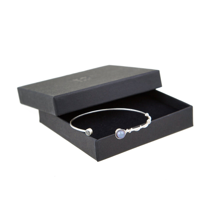 Black Pearl Bangle-Silver