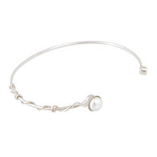 Load image into Gallery viewer, White Pearl Bangle-Silver

