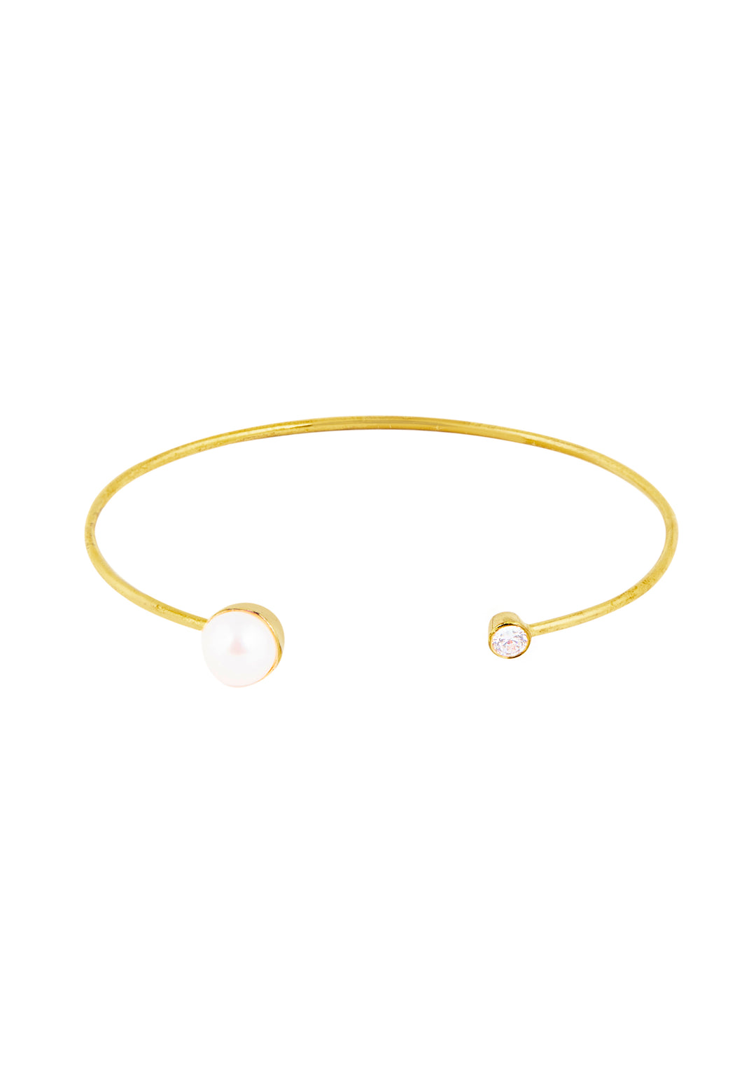 White Pearl Bracelet- Gold